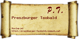 Preszburger Teobald névjegykártya